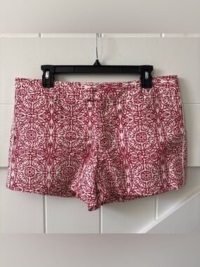 Martin + OSA Women's Shorts Size 12 Linen Blend Red White Geometric Design